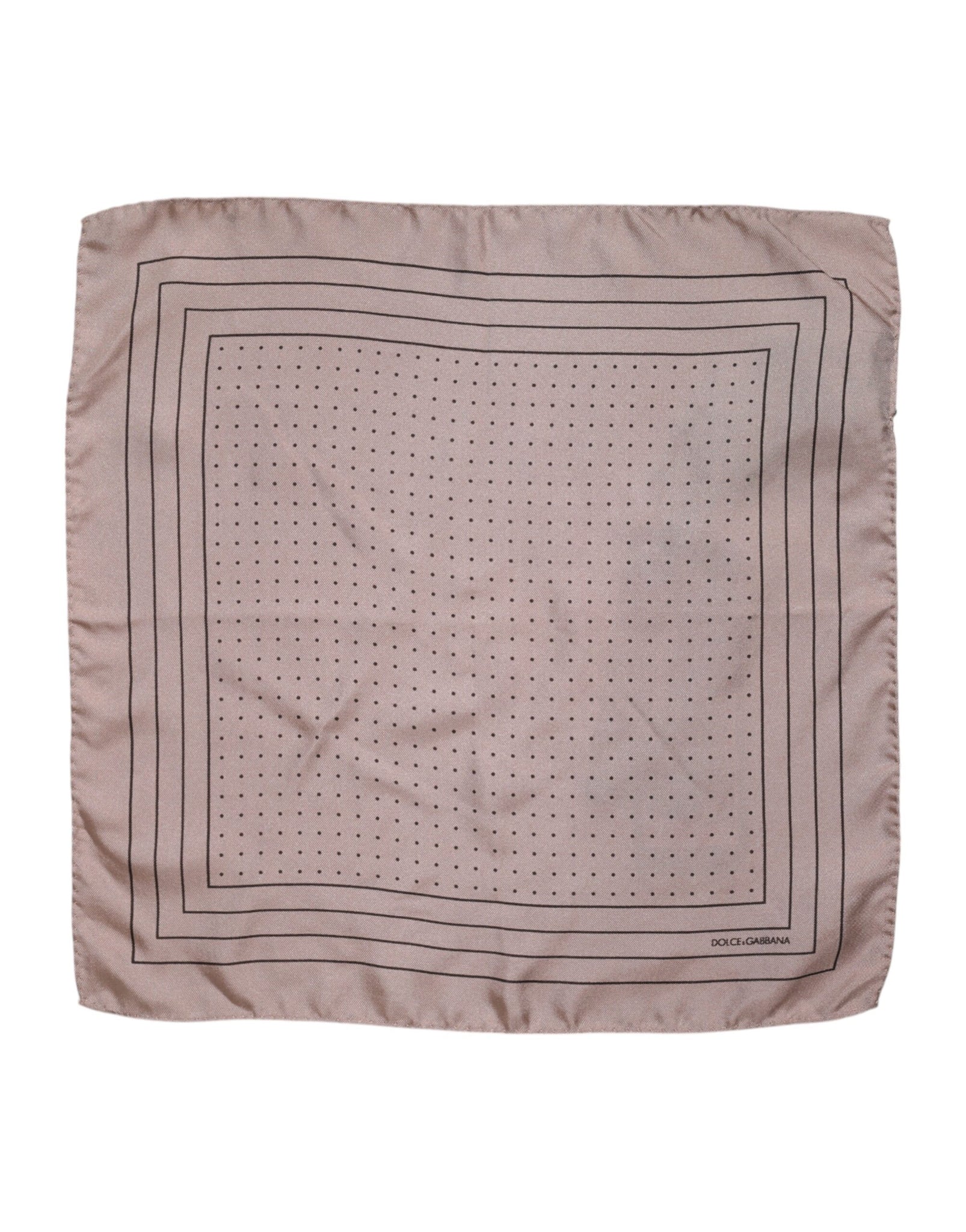 Dolce & Gabbana Beige Dotted Silk Square Men Foulard Scarf