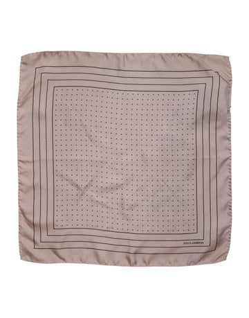 Dolce & Gabbana Beige Dotted Silk Square Men Foulard Scarf