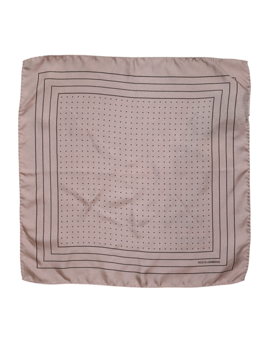 Dolce & Gabbana Beige Dotted Silk Square Men Foulard Scarf