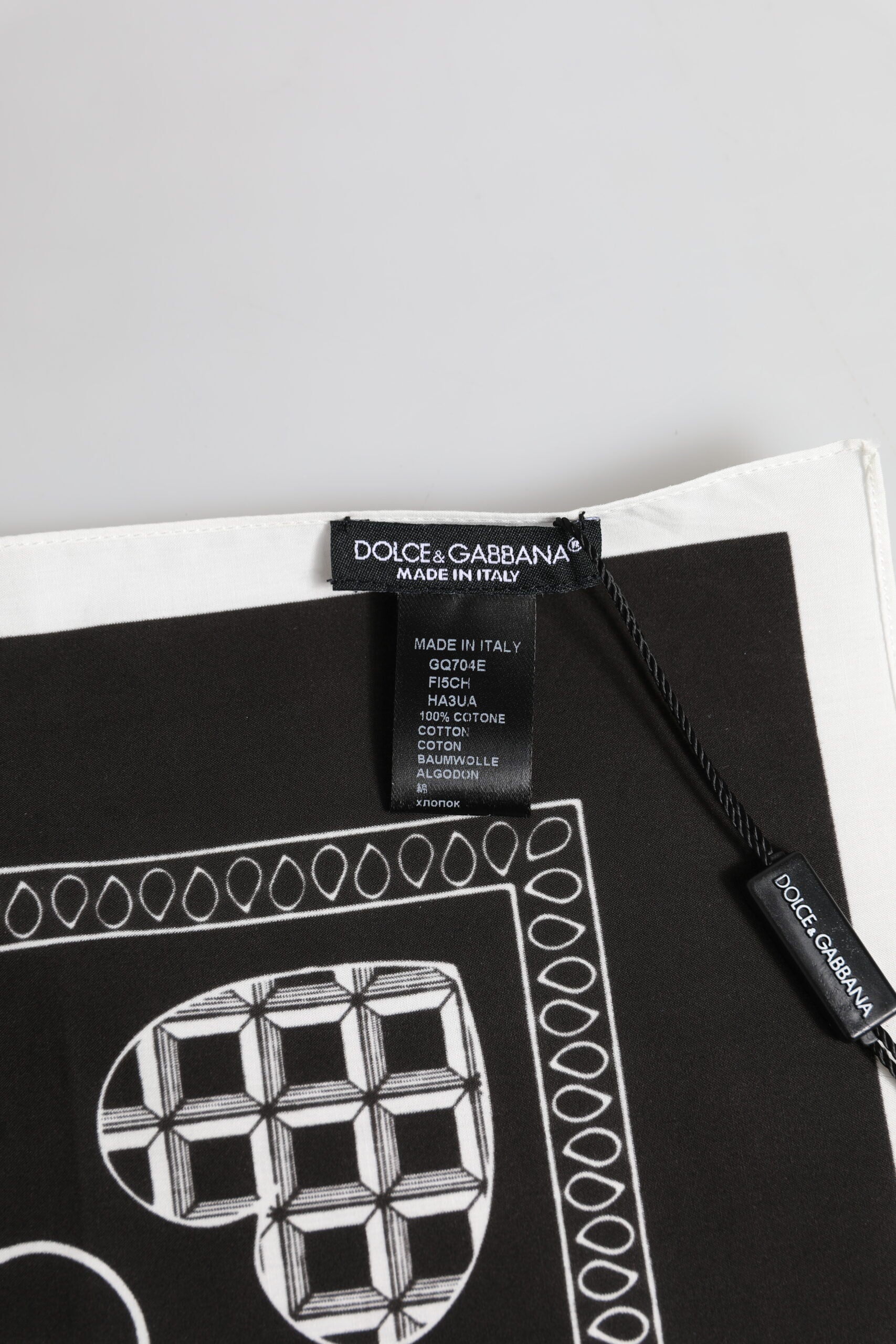 Dolce & Gabbana Black White Bandana Square Men Foulard Scarf