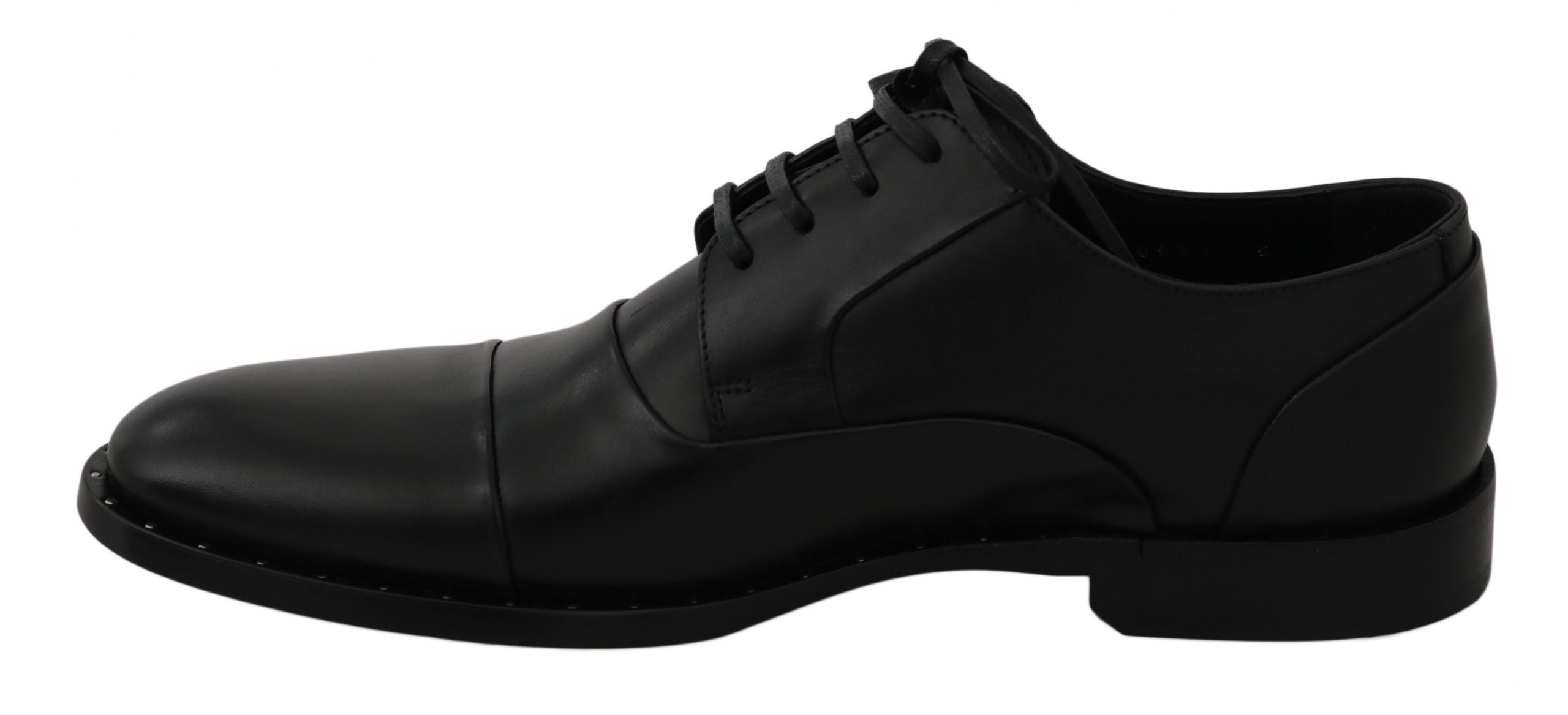 Dolce & Gabbana Black Leather Derby Formal Shoes - Whispers Of Wisdom Clothing
