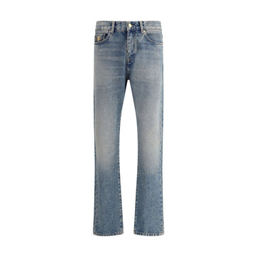 Versace Blue Cotton Straight-Leg Jeans