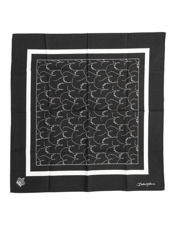 Dolce & Gabbana Black White Printed Square Men Foulard Scarf