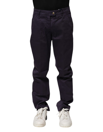 Incotex Dark Purple Mid Waist Casual Straight Pants