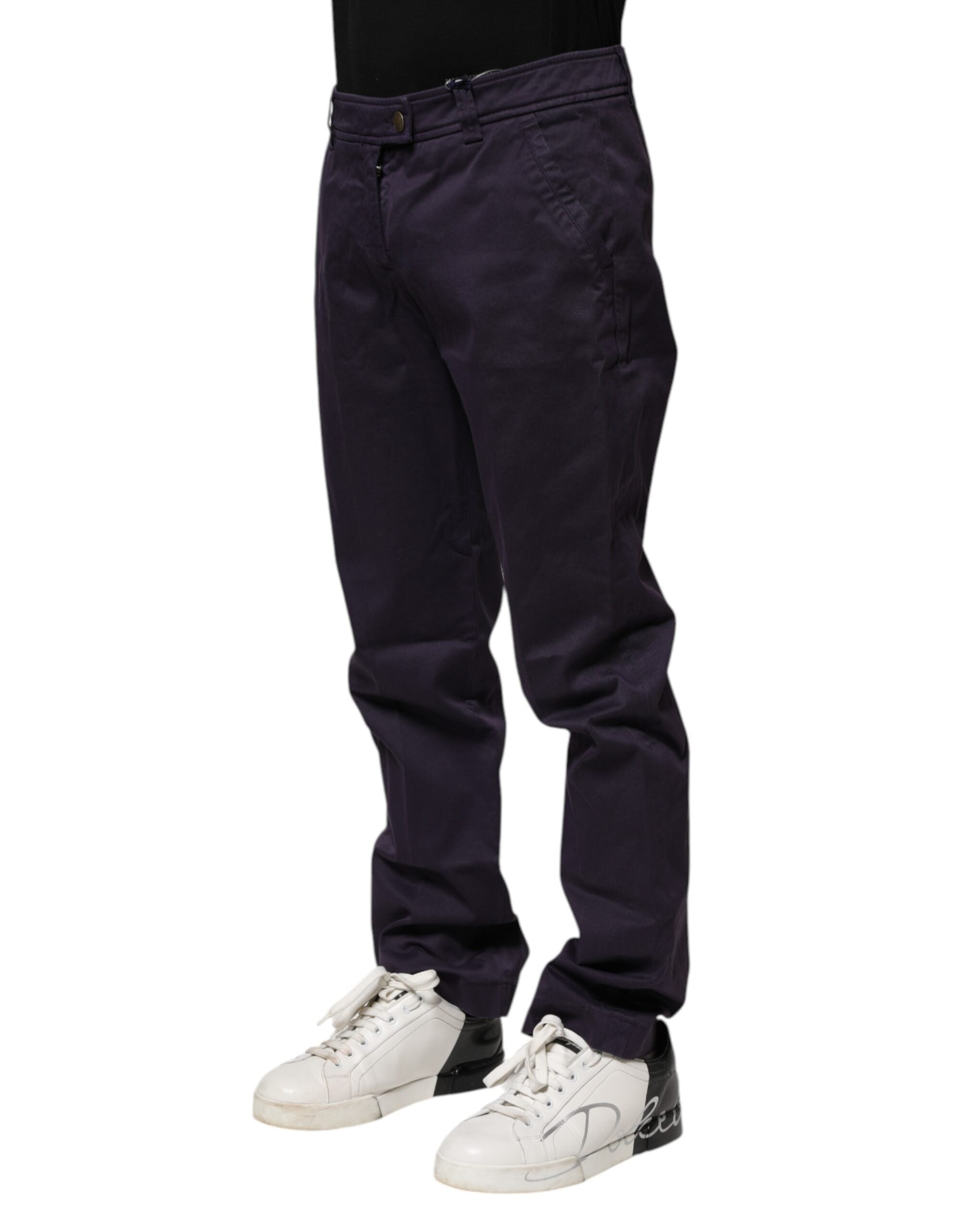 Incotex Dark Purple Mid Waist Casual Straight Pants