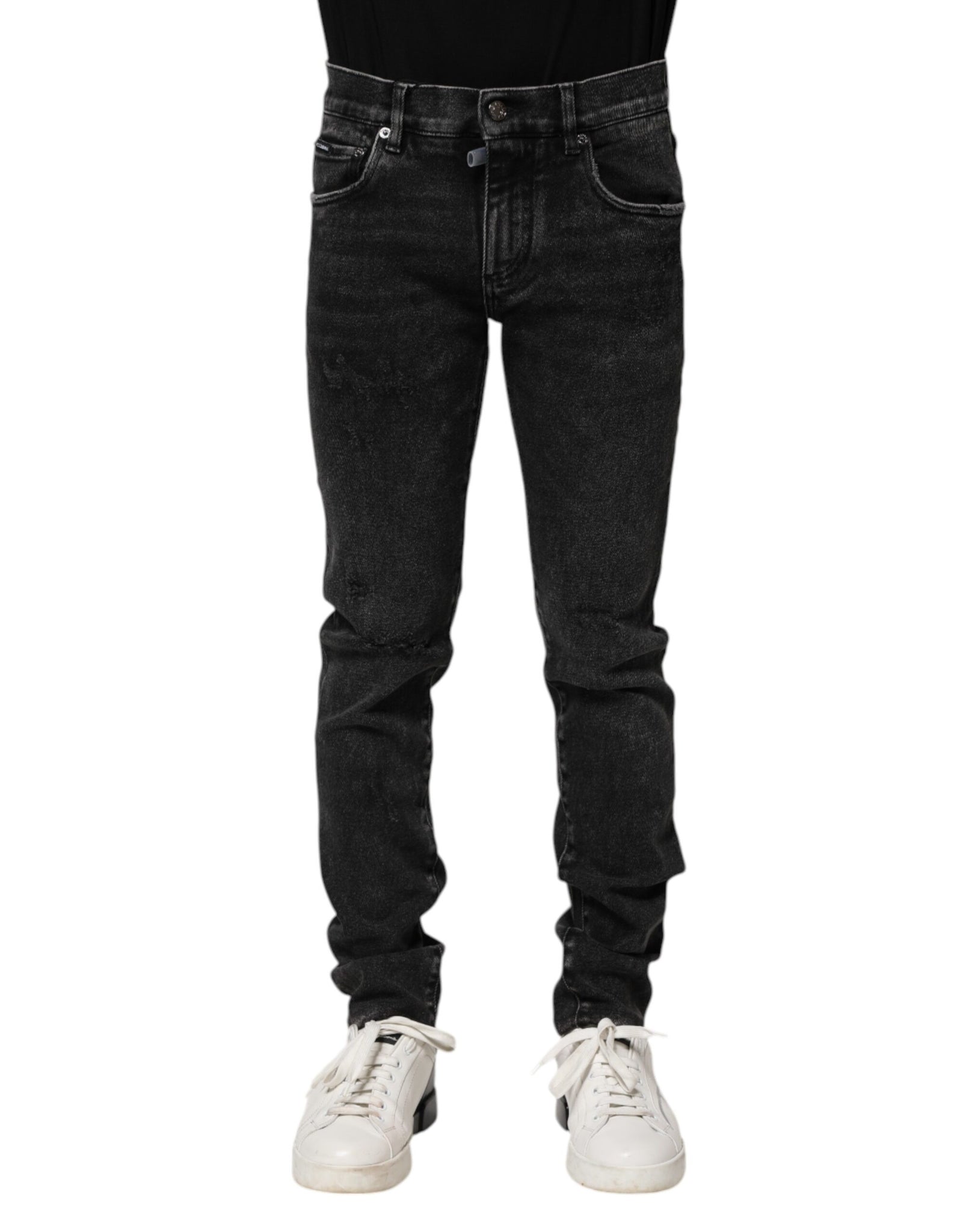 Dolce & Gabbana Black Cotton Skinny Men Denim Jeans