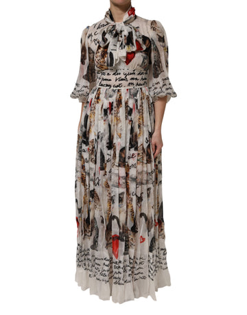 Dolce & Gabbana Multicolor Animal Print Silk Ascot Maxi Dress