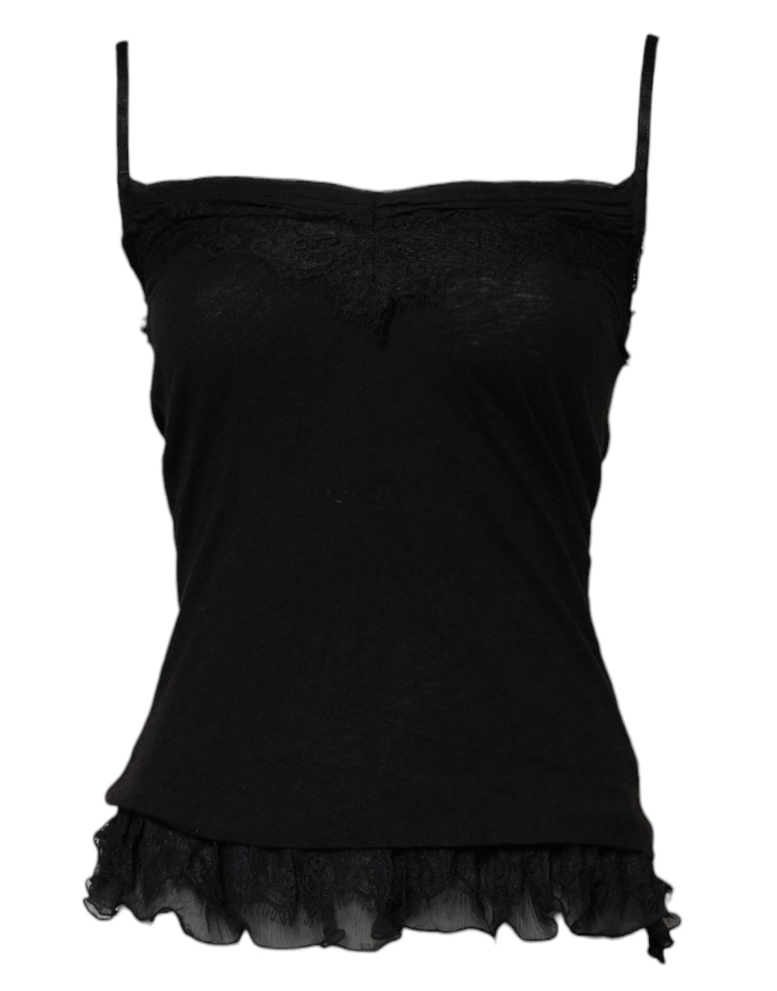 Scervino Street Black Wool Sleeveless Square Neck Tank Top