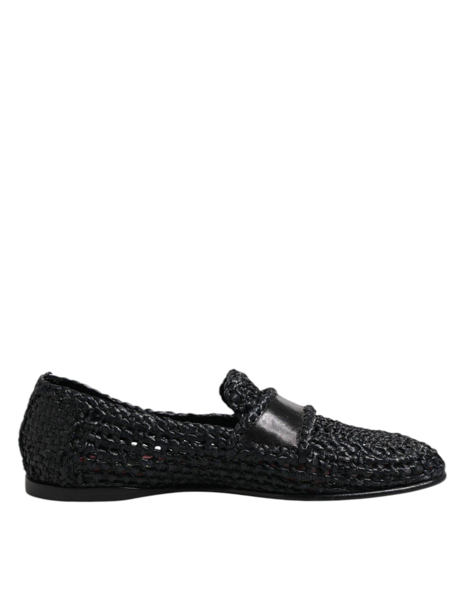 Dolce & Gabbana Black Woven Leather Slip On Loafers Men Shoes