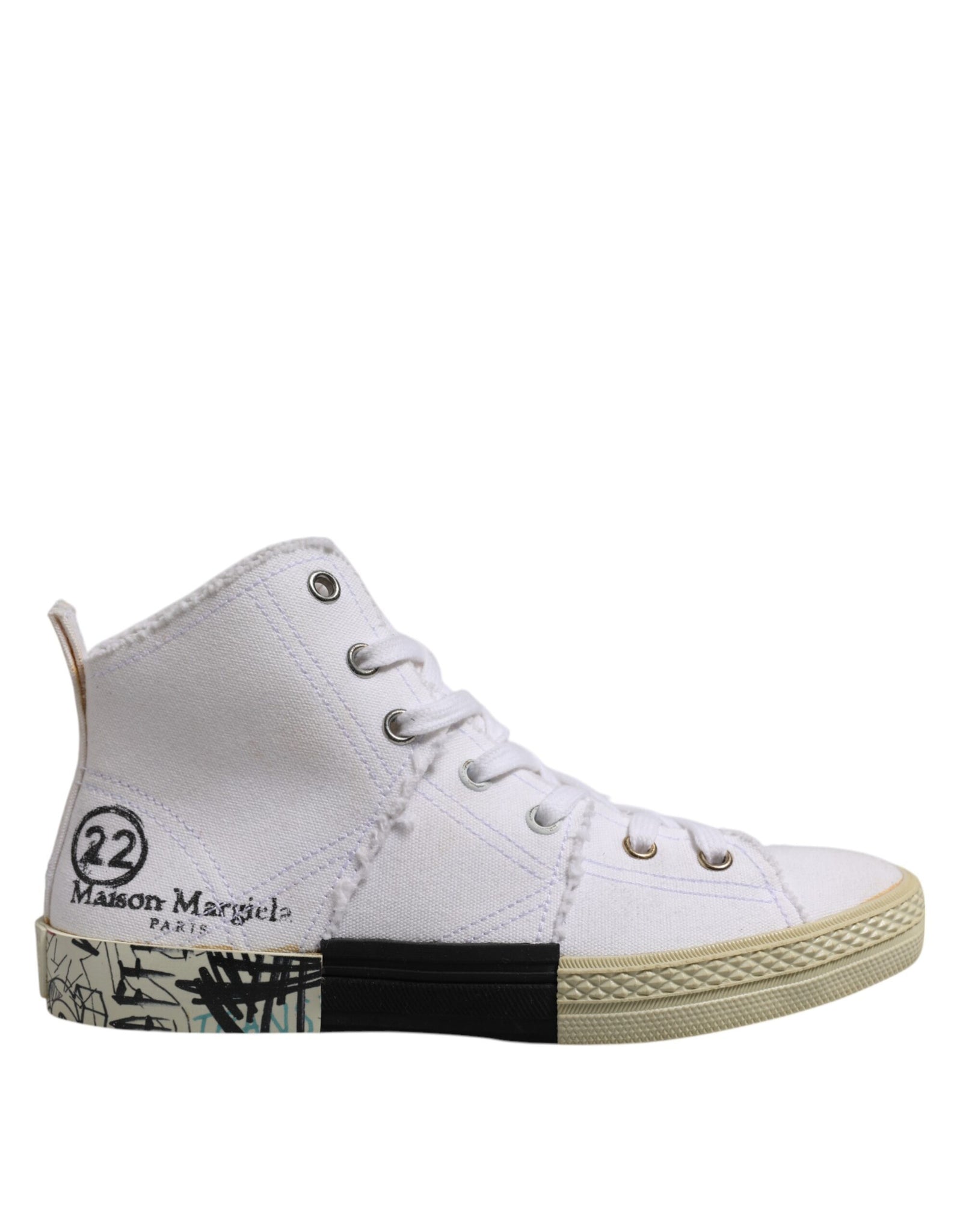 Maison Margiela White Lace Up Mid Top Women Sneakers Shoes