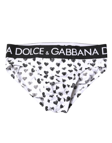 Dolce & Gabbana White Heart Printed Regular Brief Underwear