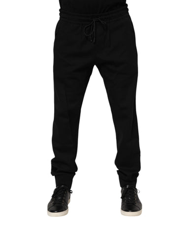 Dolce & Gabbana Black Cotton Men Jogger Sweatpants Pants