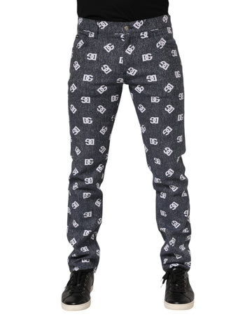 Dolce & Gabbana Dark Gray Logo Cotton Skinny Slim Denim Jeans