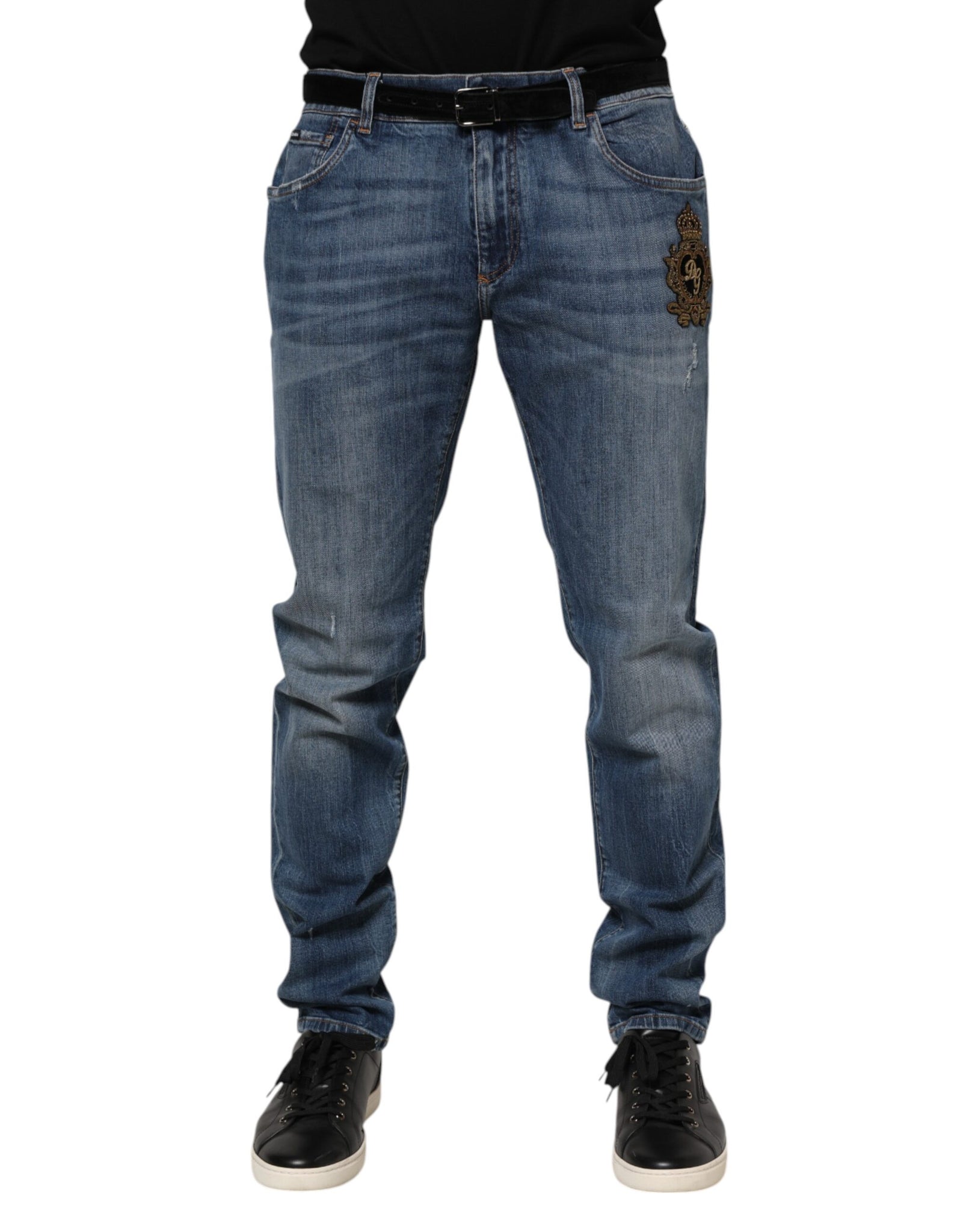 Dolce & Gabbana Blue Logo Embroidery Denim Jeans
