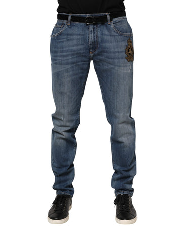 Dolce & Gabbana Blue Logo Embroidery Denim Jeans