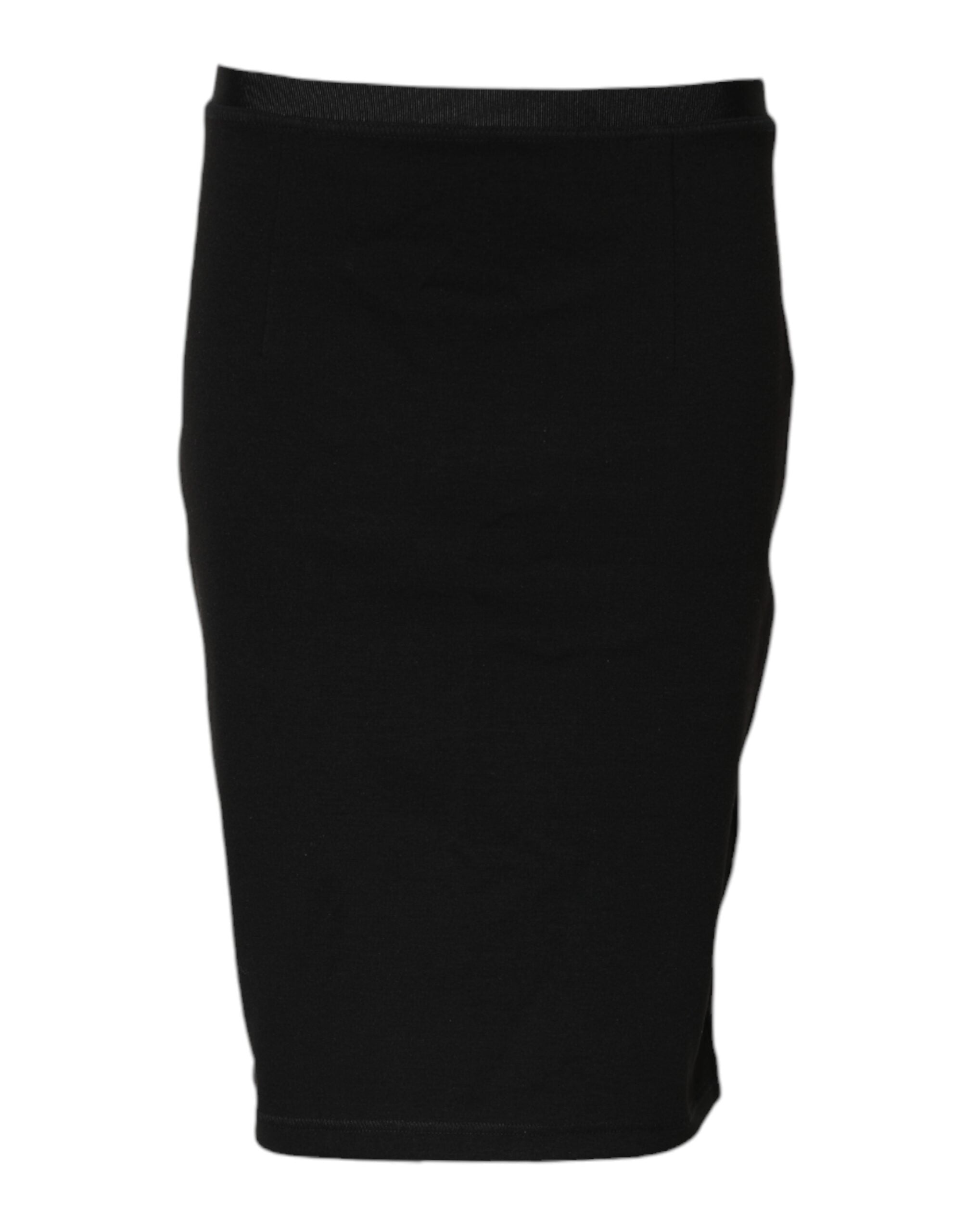 GF Ferre Black Polyester Pencil Cut Knee Length Skirt
