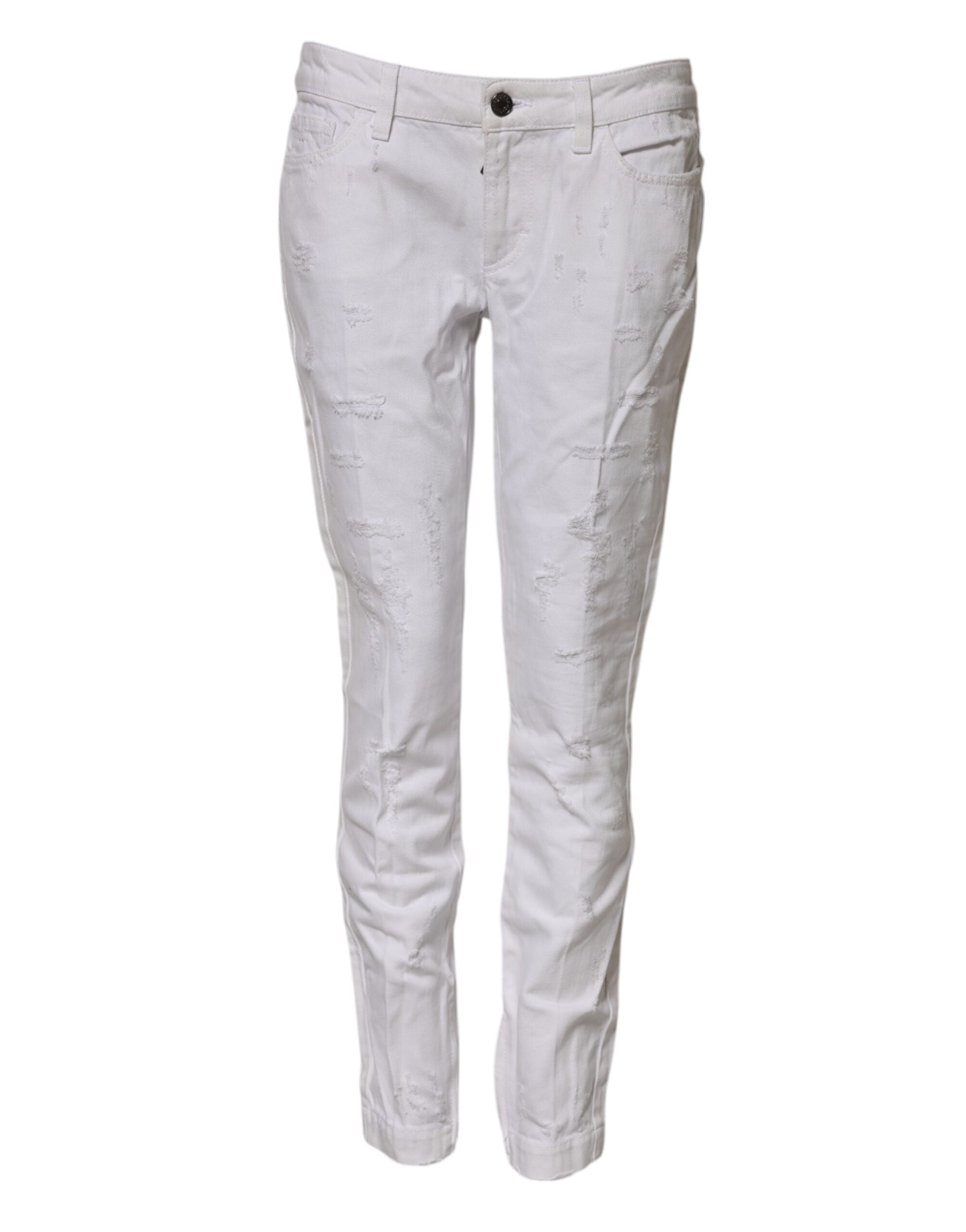 Dolce & Gabbana White Cotton Mid Waisted Women Denim Jeans