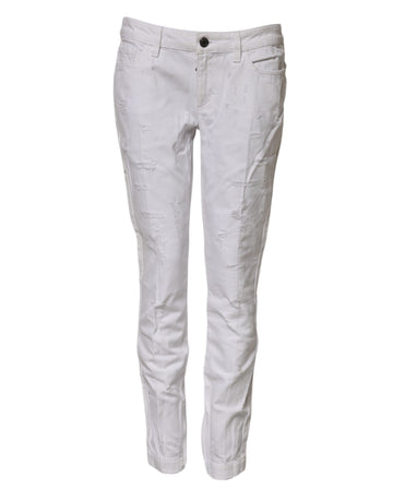 Dolce & Gabbana White Cotton Mid Waisted Women Denim Jeans