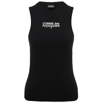 Comme Des Fuckdown Black Cotton Tops & T-Shirt