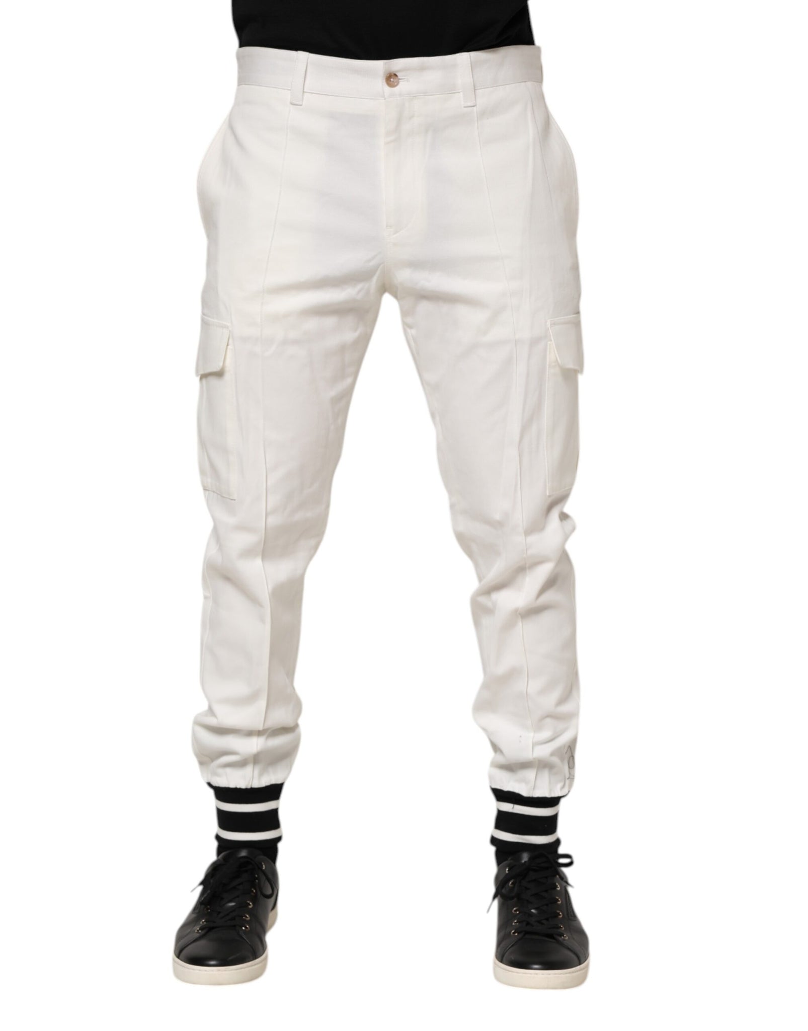 Dolce & Gabbana White Cotton Jogger Cargo Skinny Men Pants