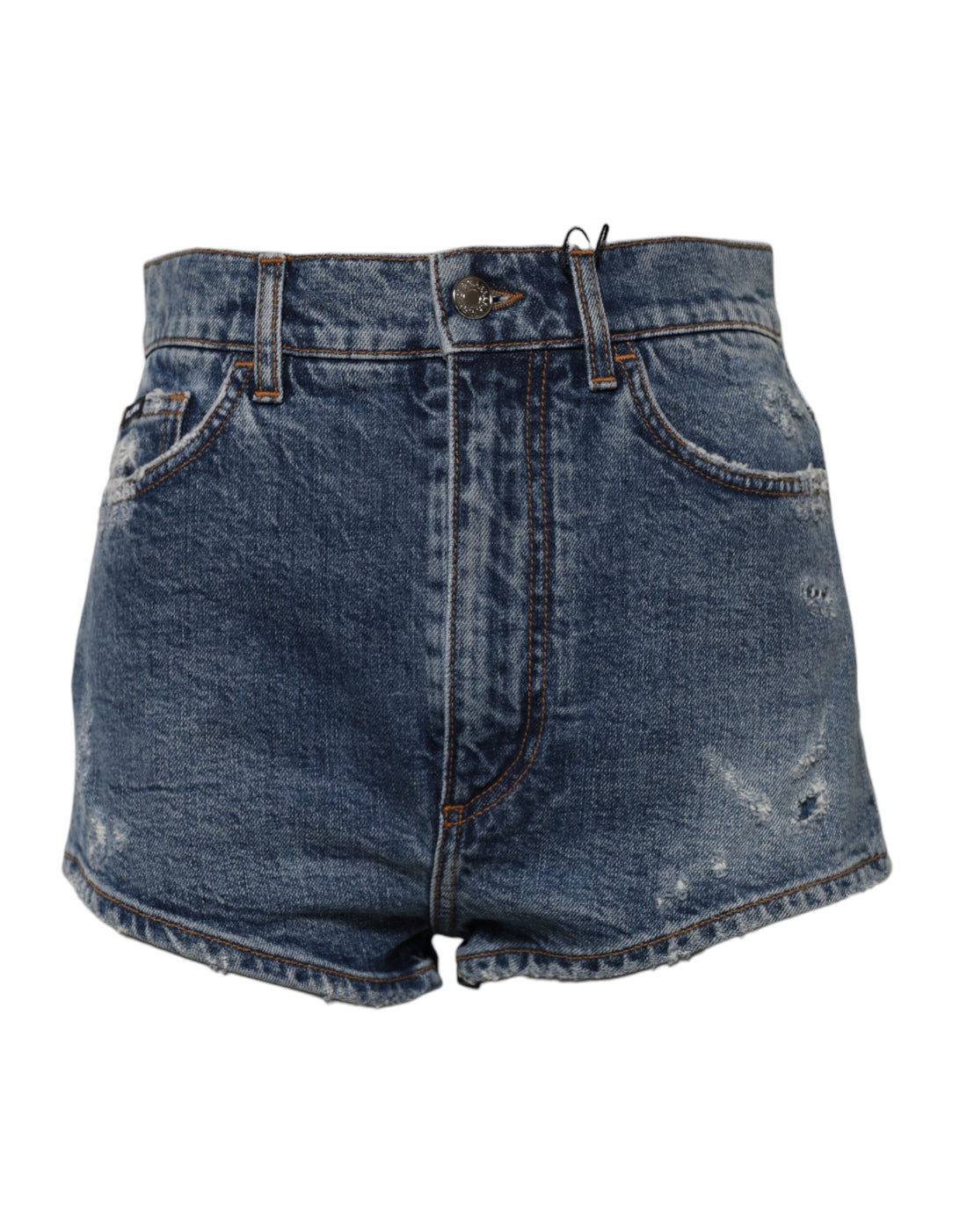 Dolce & Gabbana Blue Tattered Denim Cotton Hot Pants Shorts
