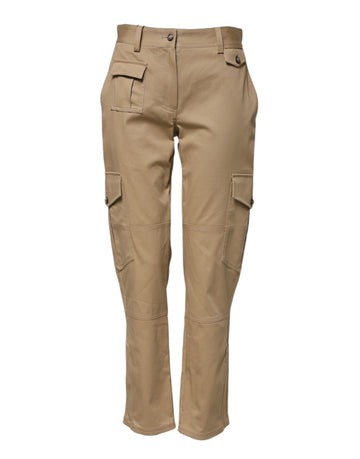 Dolce & Gabbana Beige Mid Waist Cargo Tapered Pants
