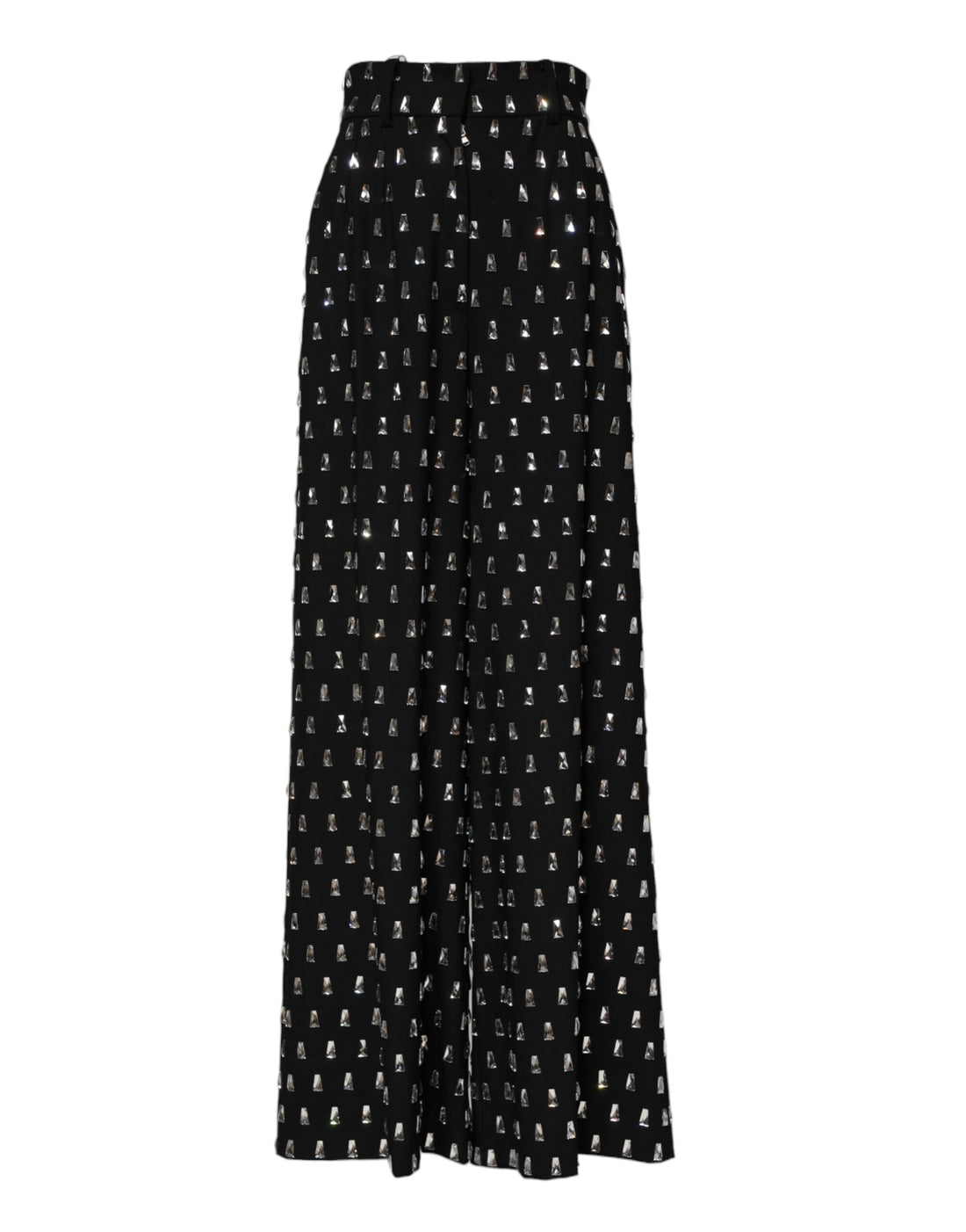 Dolce & Gabbana Black Crystal Embellished Wide Leg Pants