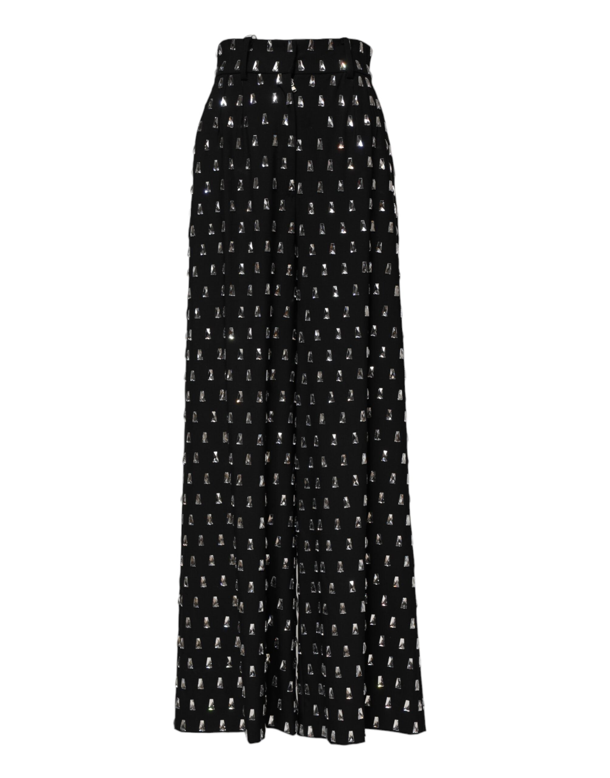 Dolce & Gabbana Black Crystal Embellished Wide Leg Pants