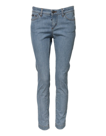 Dolce & Gabbana Blue Cotton PRETTY MidWaist Skinny Denim Jeans