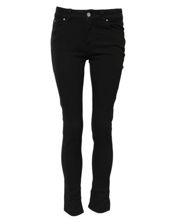 Dolce & Gabbana Black Cotton Skinny Mid Waist Denim Jeans