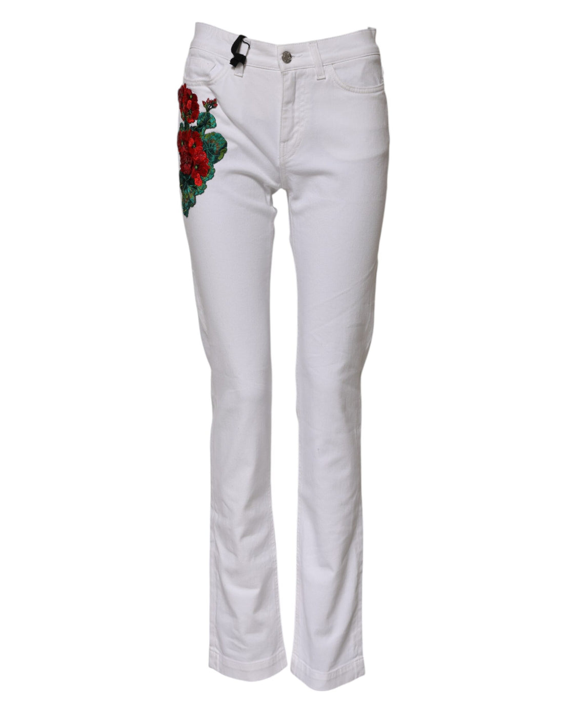 Dolce & Gabbana White Floral Embroidery GIRLY Denim Jeans