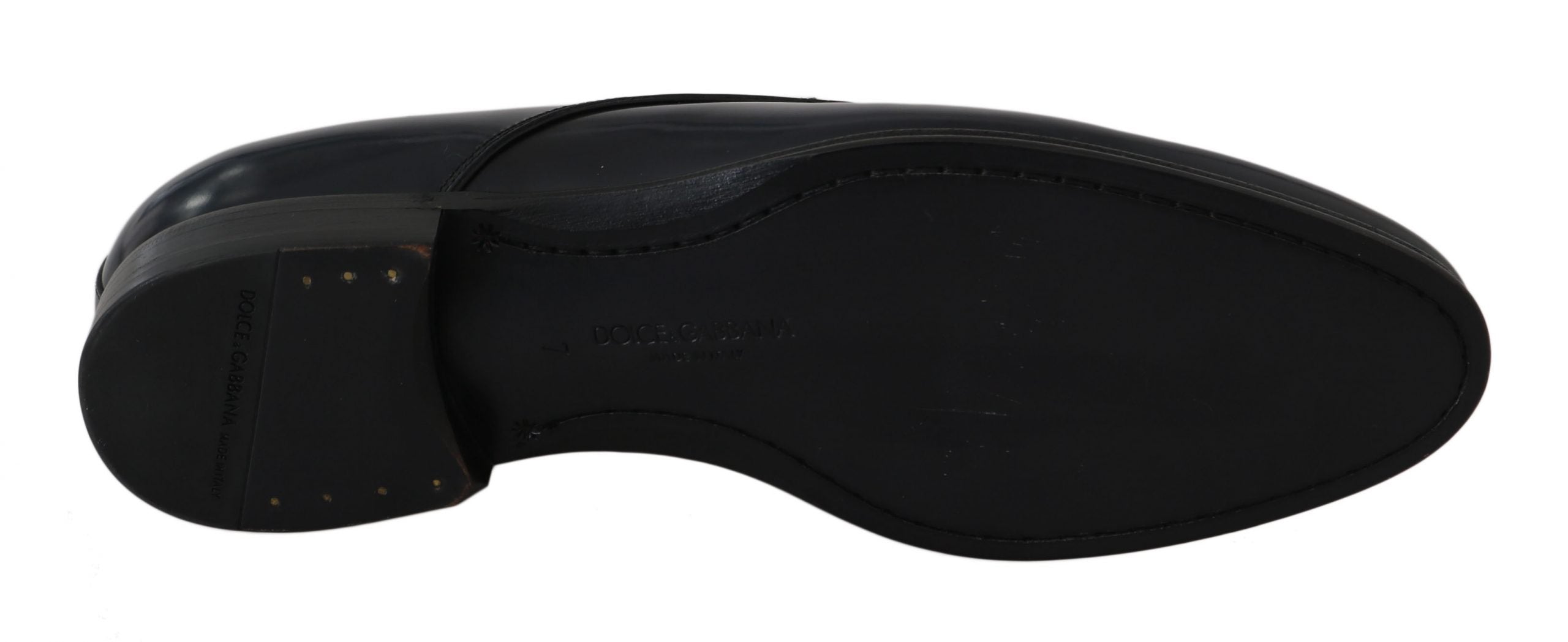 Dolce & Gabbana Blue Leather Dress Derby Formal Mens Shoes - Whispers Of Wisdom Clothing