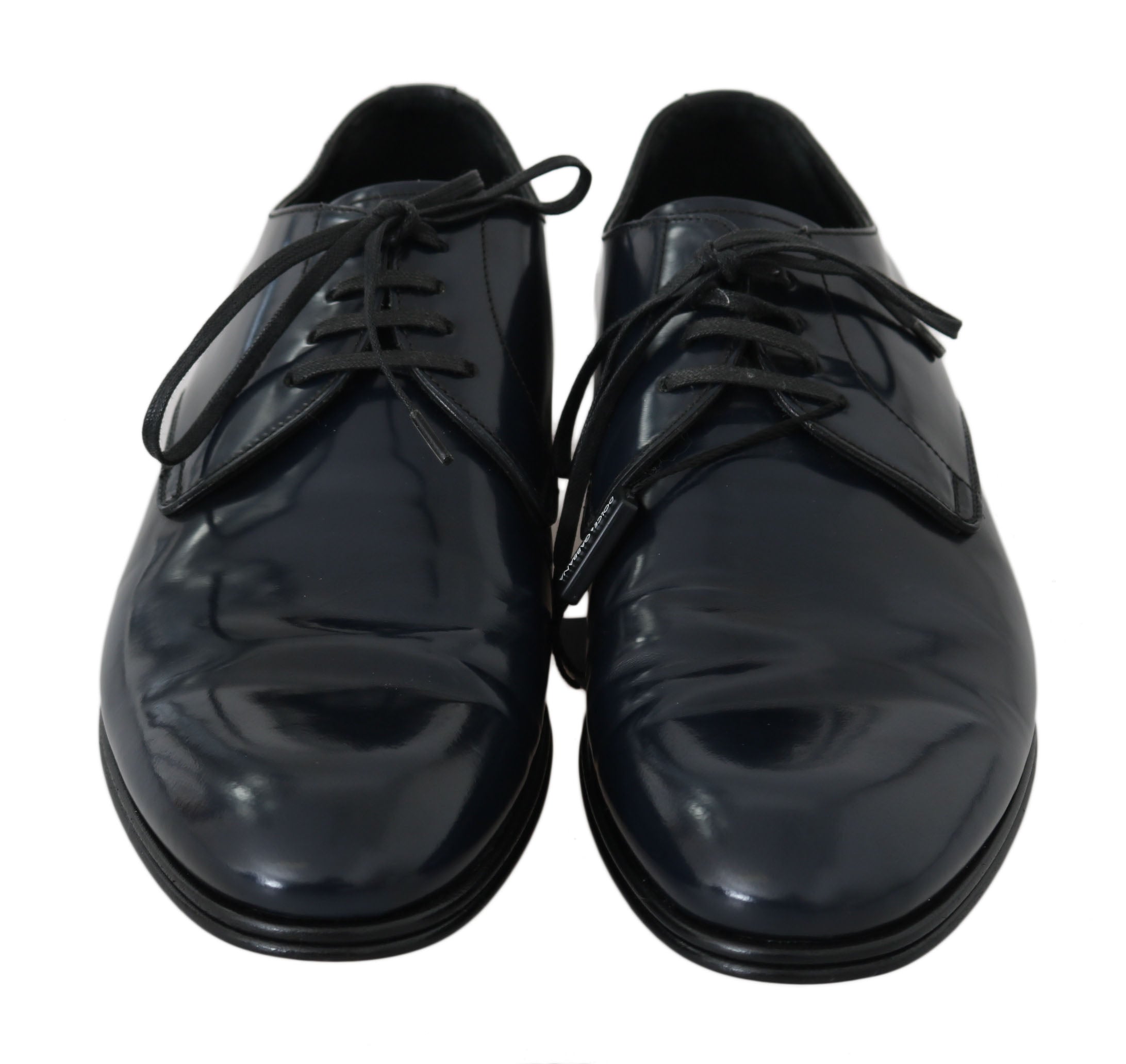 Dolce & Gabbana Blue Leather Dress Derby Formal Mens Shoes - Whispers Of Wisdom Clothing