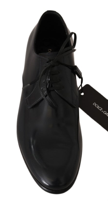 Dolce & Gabbana Blue Leather Polished Dress Derby Shoes - Whispers Of Wisdom Clothing