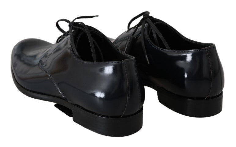 Dolce & Gabbana Blue Leather Polished Dress Derby Shoes - Whispers Of Wisdom Clothing