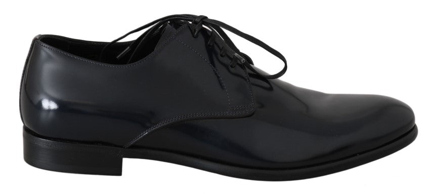 Dolce & Gabbana Blue Leather Polished Dress Derby Shoes - Whispers Of Wisdom Clothing