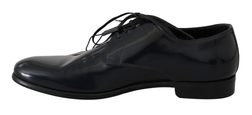 Dolce & Gabbana Blue Leather Polished Dress Derby Shoes - Whispers Of Wisdom Clothing