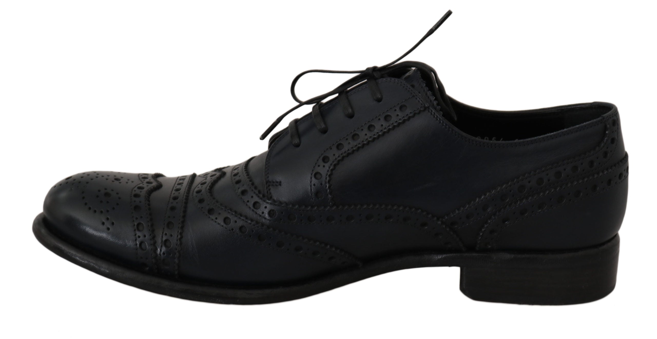 Dolce & Gabbana Dark Blue Leather Wingtip Oxford Dress Shoes - Whispers Of Wisdom Clothing