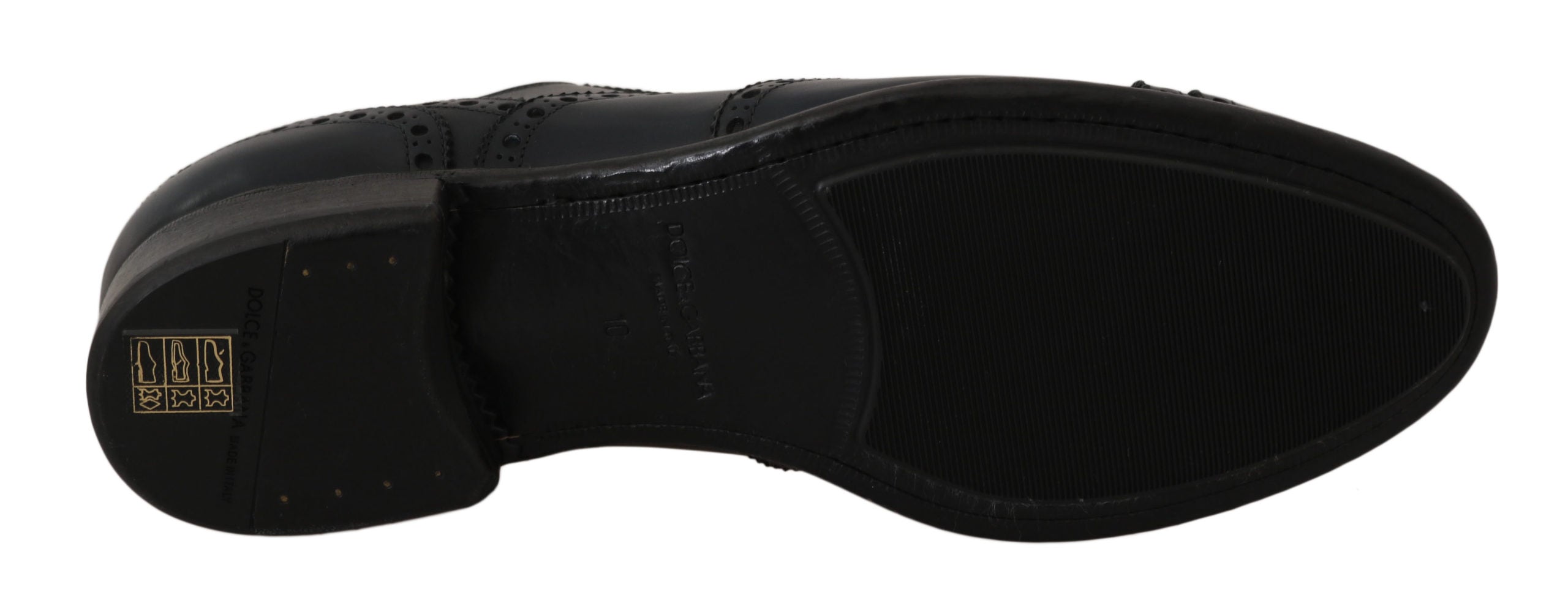 Dolce & Gabbana Dark Blue Leather Wingtip Oxford Dress Shoes - Whispers Of Wisdom Clothing