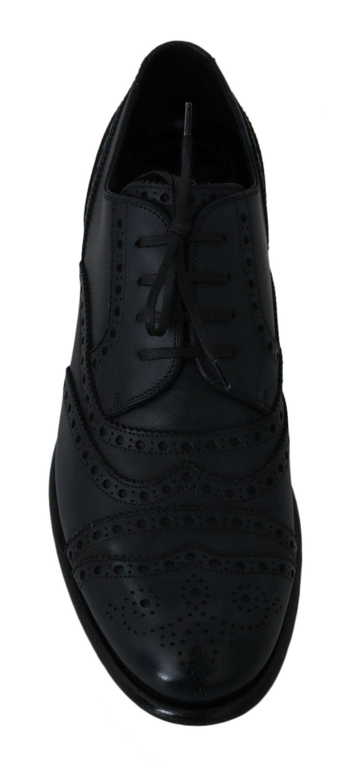 Dolce & Gabbana Dark Blue Leather Wingtip Oxford Dress Shoes - Whispers Of Wisdom Clothing