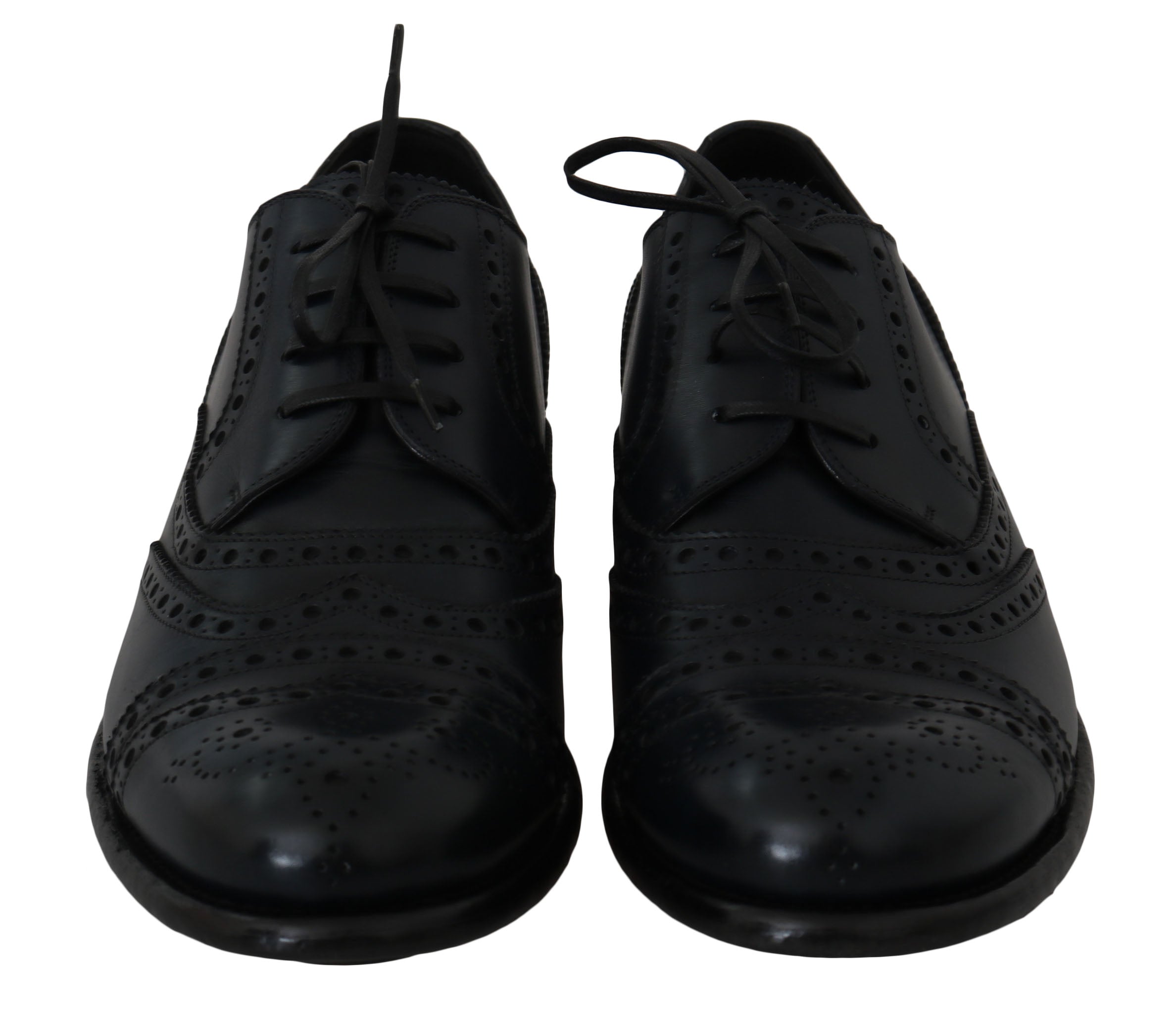 Dolce & Gabbana Dark Blue Leather Wingtip Oxford Dress Shoes - Whispers Of Wisdom Clothing