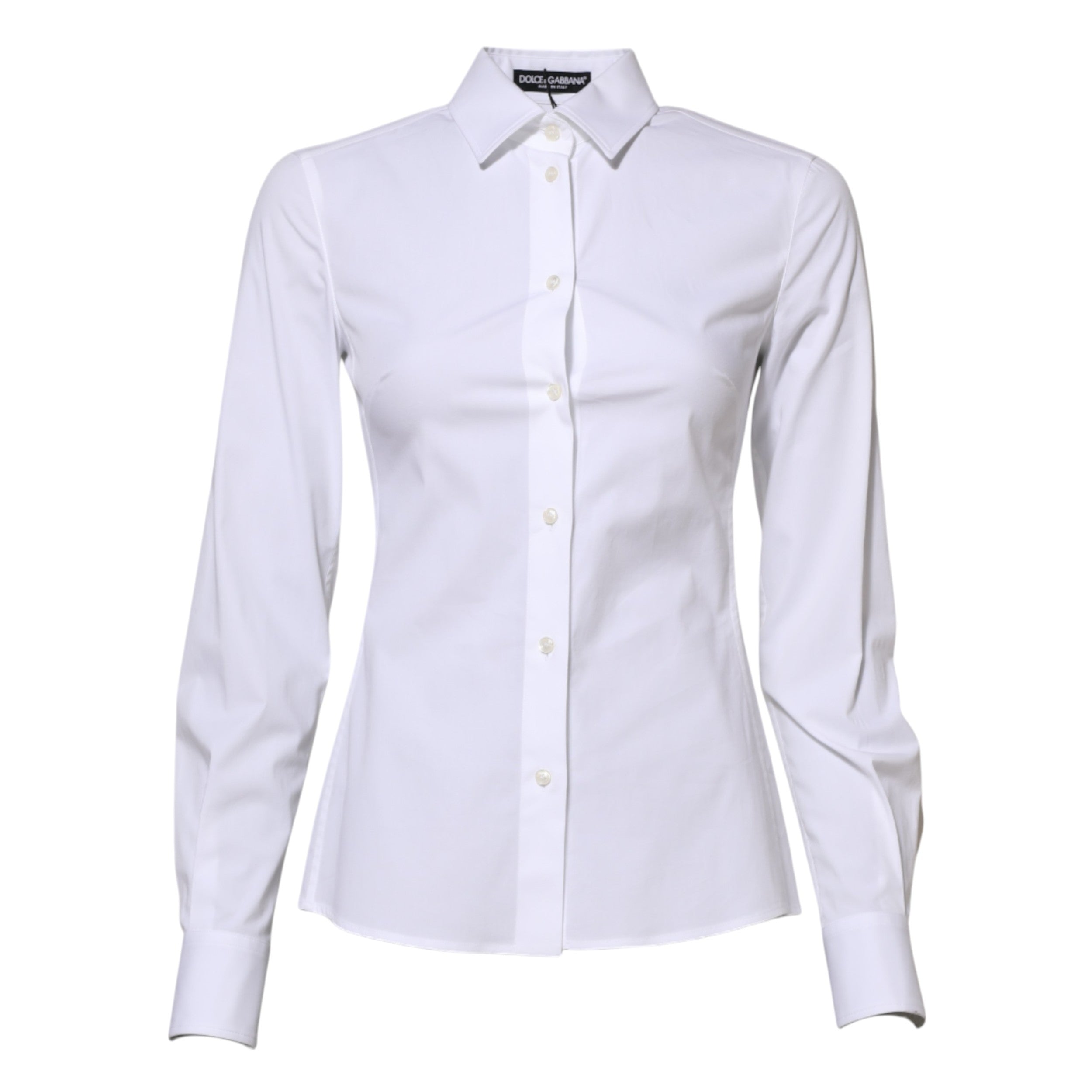 Dolce & Gabbana White Cotton Long Sleeves Collared Shirt Top