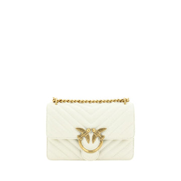 PINKO White Calf Leather Bos Taurus Shoulder Bag