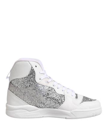 Chiara Ferragni White Silver High Top Women Sneakers Shoes