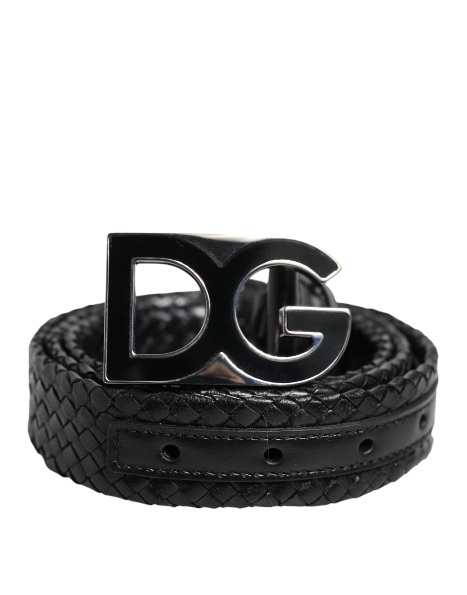 Dolce & Gabbana Black Classic Leather DG Logo Buckle Belt