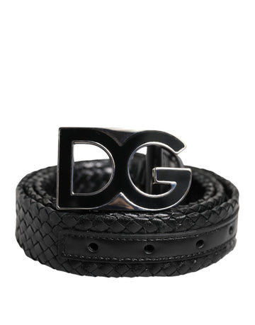 Dolce & Gabbana Black Classic Leather DG Logo Buckle Belt