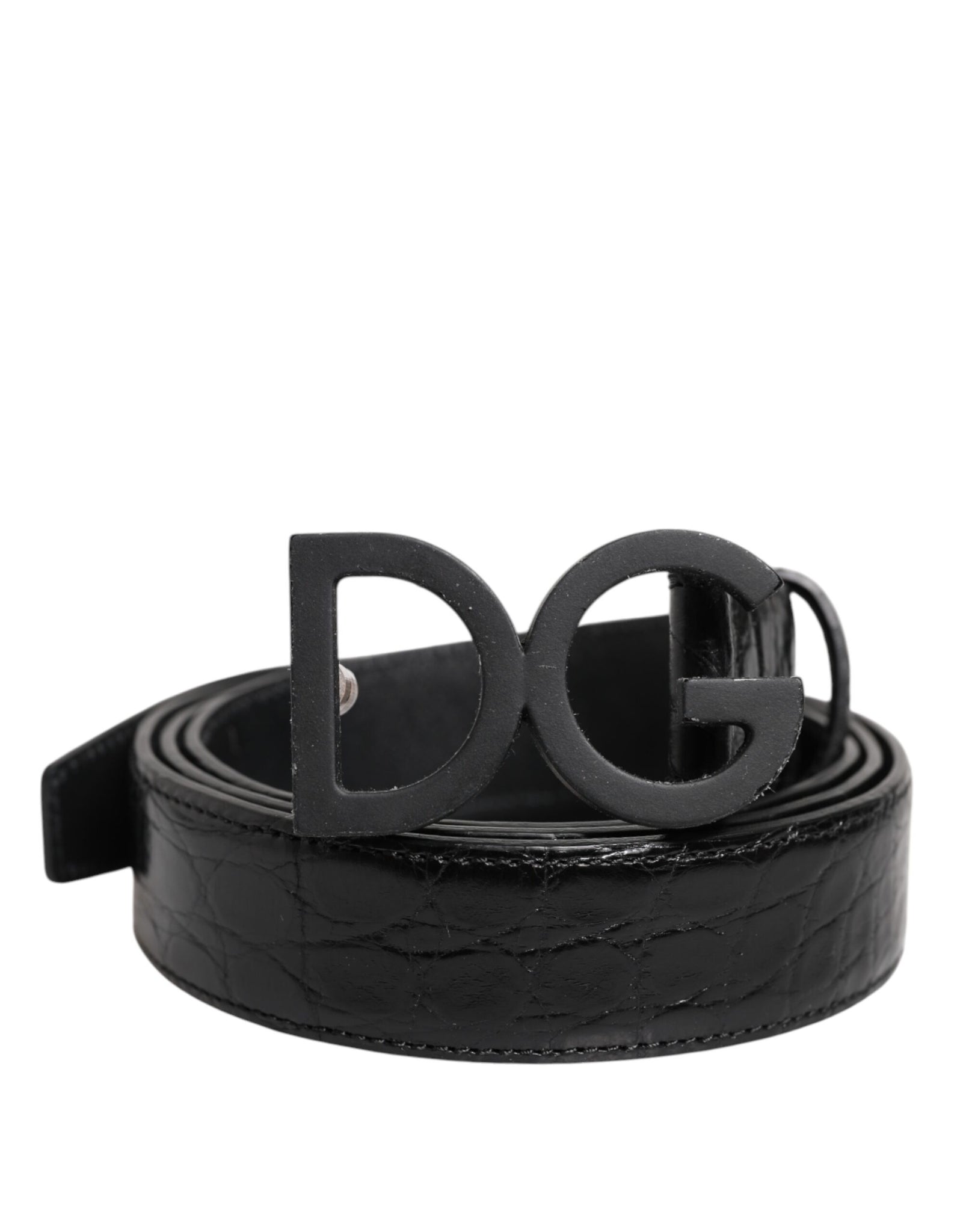 Dolce & Gabbana Black Leather Classic Metal DG Buckle Belt