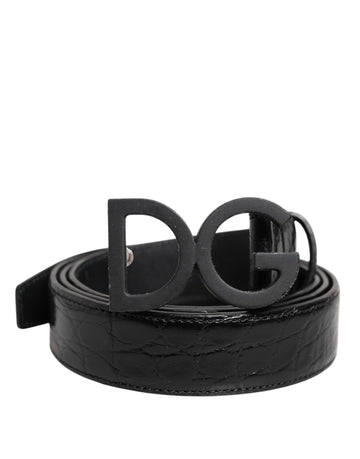 Dolce & Gabbana Black Leather Classic Metal DG Buckle Belt