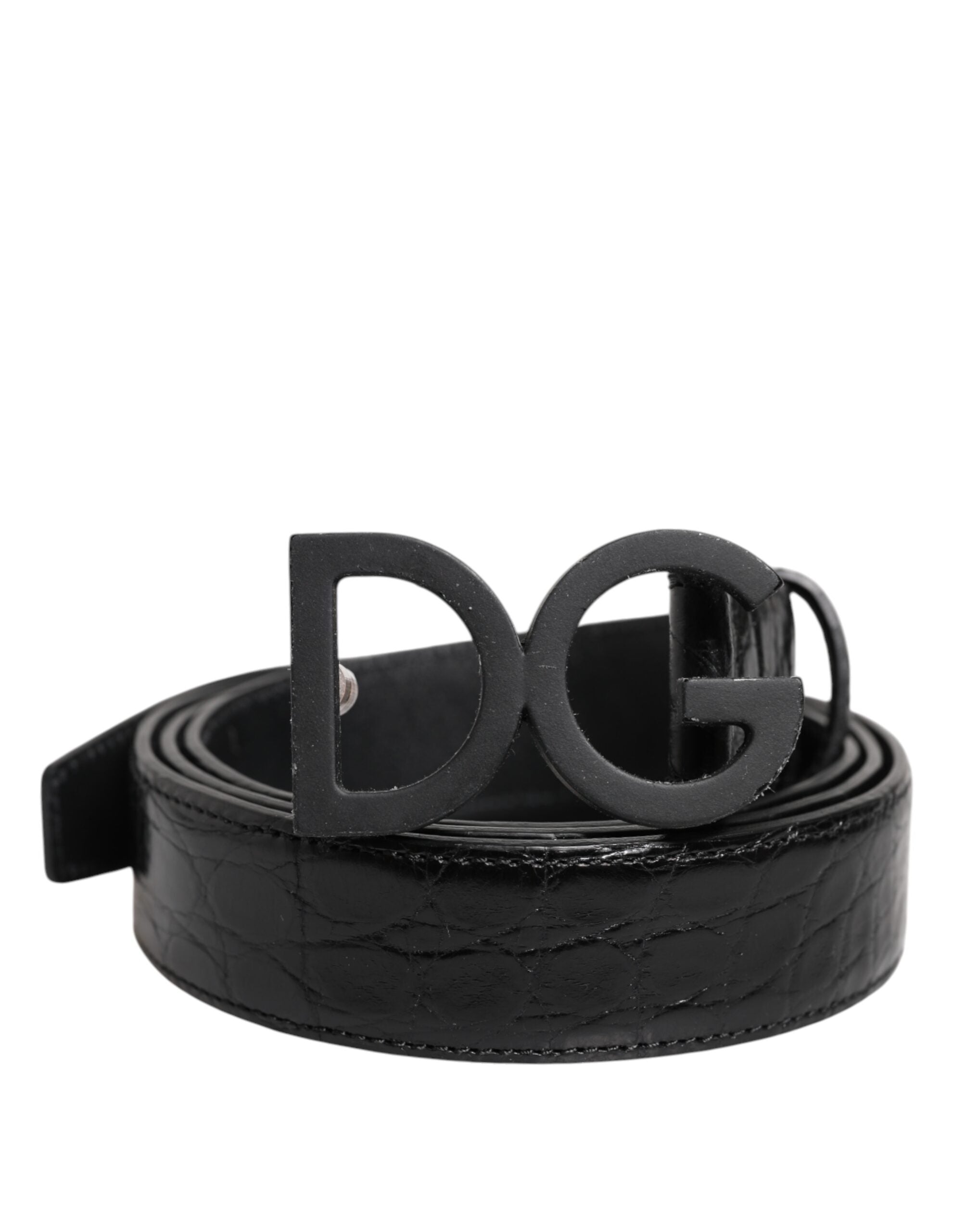 Dolce & Gabbana Black Leather Classic Metal DG Buckle Belt