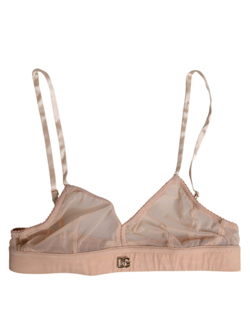 Dolce & Gabbana Powder Pink Nylon DG Logo Non Wire Bra Underwear